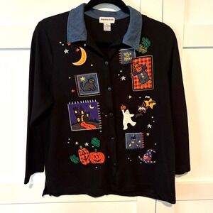 Hampshire Studio Women's Vintage Cotton Blend Halloween Shirt Size Xl